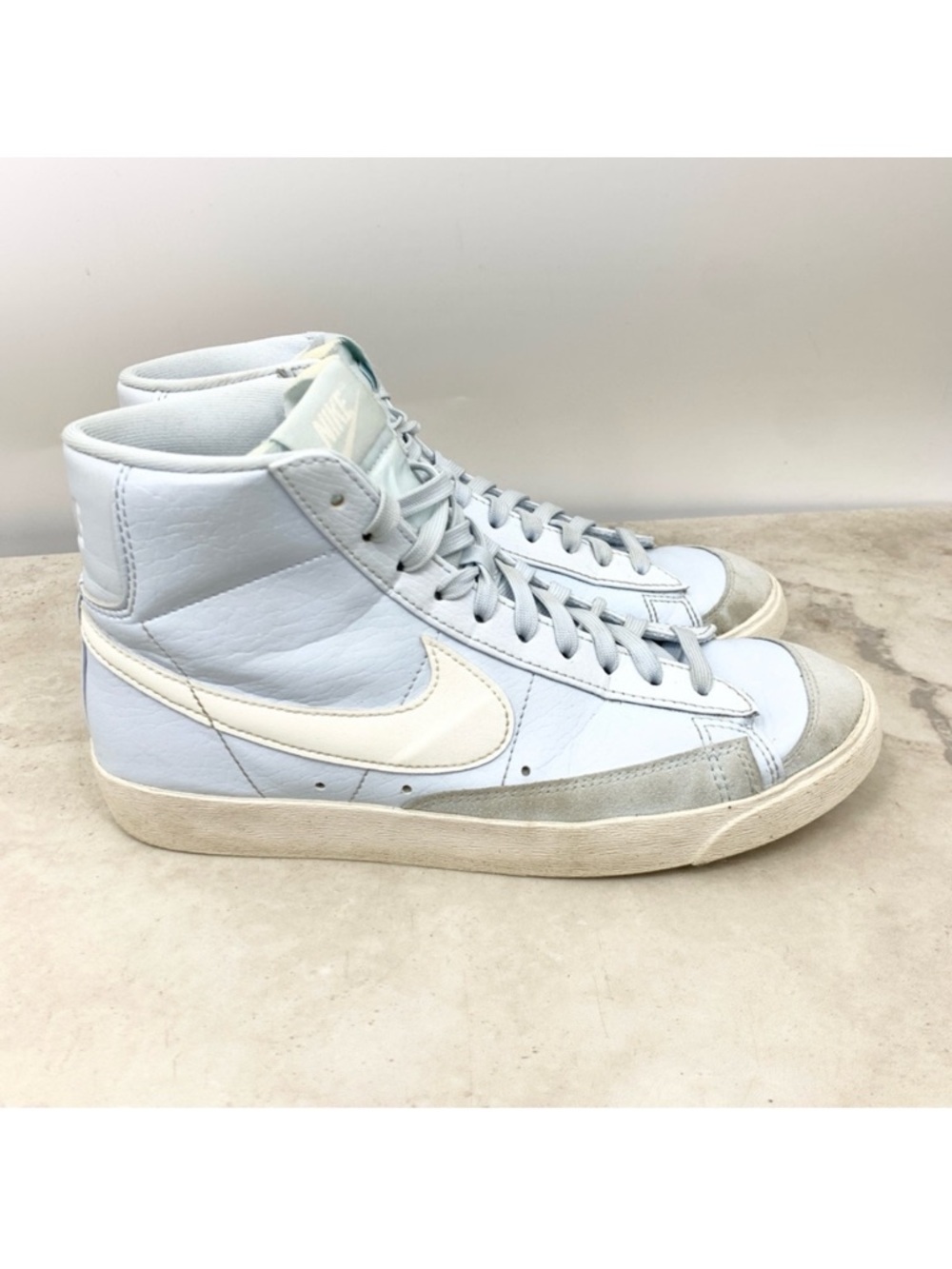 Nike Blazer Mid '77 Shoes‎ Women Size 9.5 Sneakers Blue White Leather Lace Up